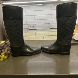 Gucci Black Patterned Rain Boots